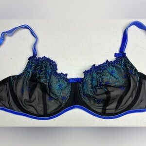 Midnight Grace BLK/BLU Unlined Underwire, 36DD *P1010